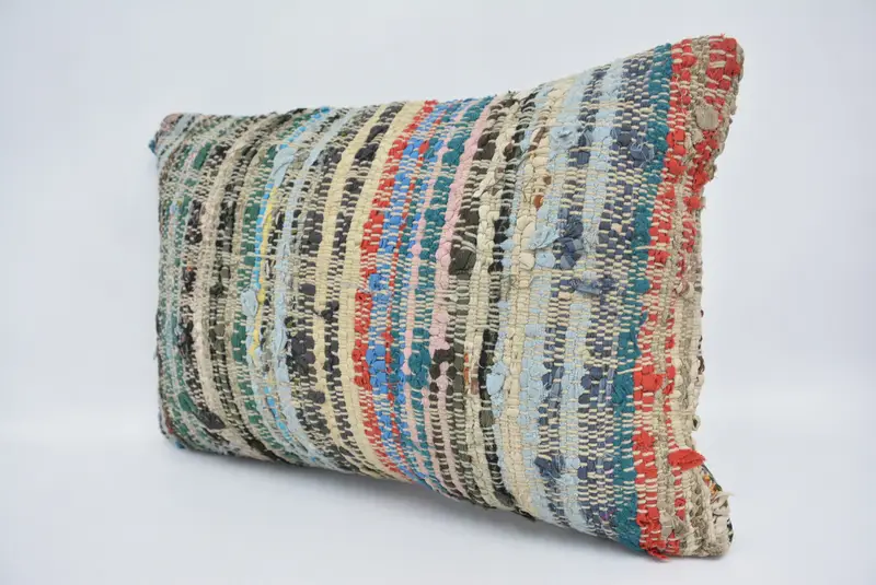Pillow Case, Ethnic Throw Pillow Sham, Pillow for Couch, Vintage Kilim Throw Pillow, Handwoven Pillow Cover, Vintage Pillow, 16x24 Blue Pillow Sham - 4