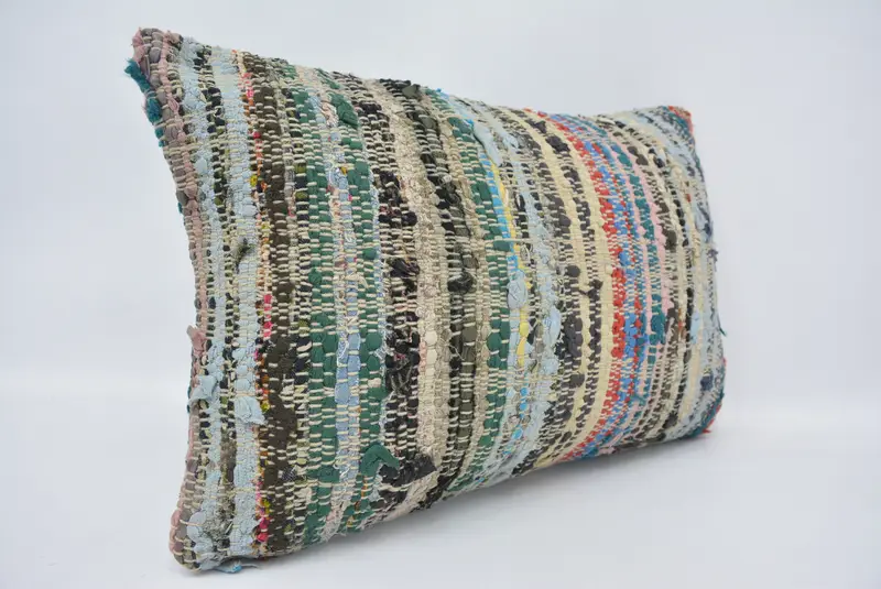Pillow Case, Ethnic Throw Pillow Sham, Pillow for Couch, Vintage Kilim Throw Pillow, Handwoven Pillow Cover, Vintage Pillow, 16x24 Blue Pillow Sham - 3
