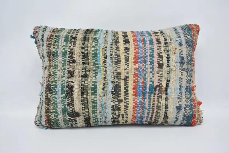 Pillow Case, Ethnic Throw Pillow Sham, Pillow for Couch, Vintage Kilim Throw Pillow, Handwoven Pillow Cover, Vintage Pillow, 16x24 Blue Pillow Sham - 1