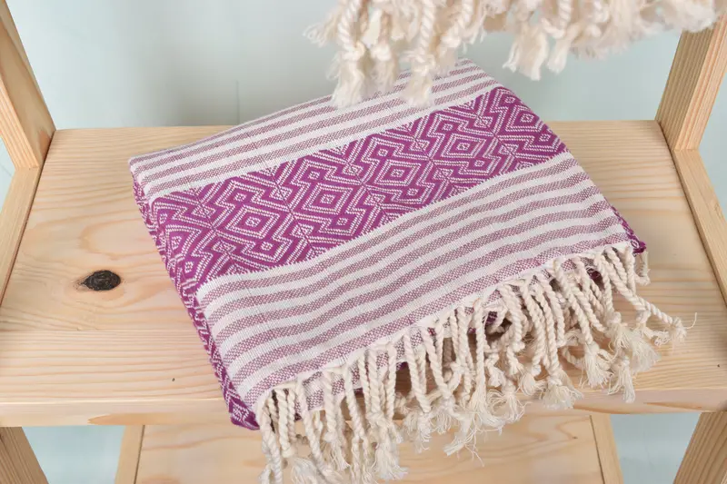 Wedding Gift, Sand-resistant towel, Memorial Gift, 68x40 Cotton Diamond Towel, Turkish fouta towel for outdoor use, Family Gift Basket, Custom Towel - 5