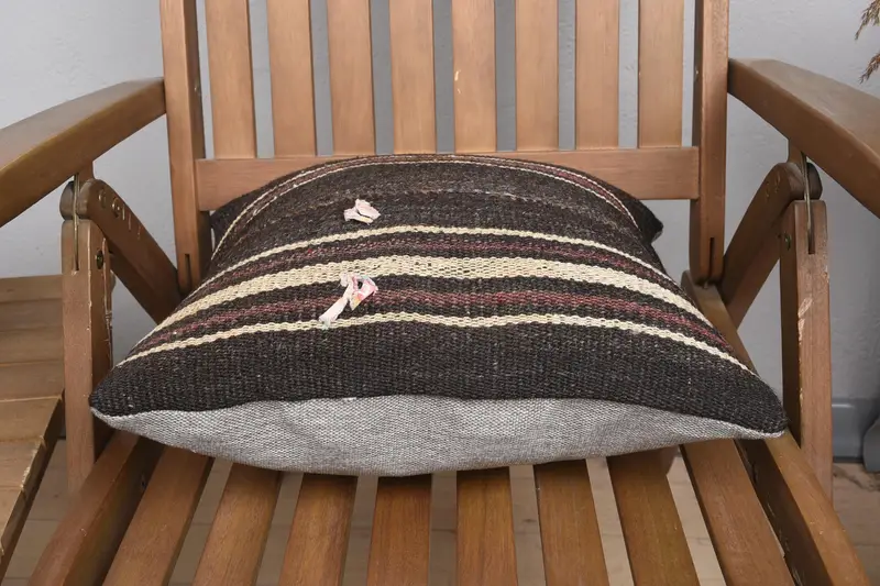 Turkish Pillow, Patio Pillow Case, Pillow for Sofa, 16x16 Brown Cushion Cover, Handmade Kilim Cushion, Christmas Pillow Sham, Pillow Cover - 5
