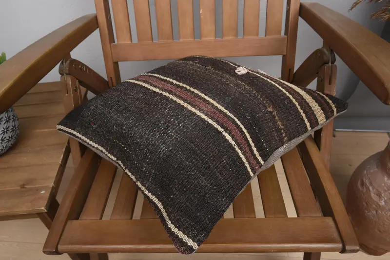 Turkish Pillow, Patio Pillow Case, Pillow for Sofa, 16x16 Brown Cushion Cover, Handmade Kilim Cushion, Christmas Pillow Sham, Pillow Cover - 4