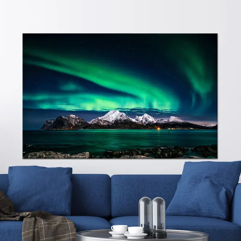 Aurora Gece Gökyüzü Manzarası Baskılı Kanvas - Doğa Elegance
