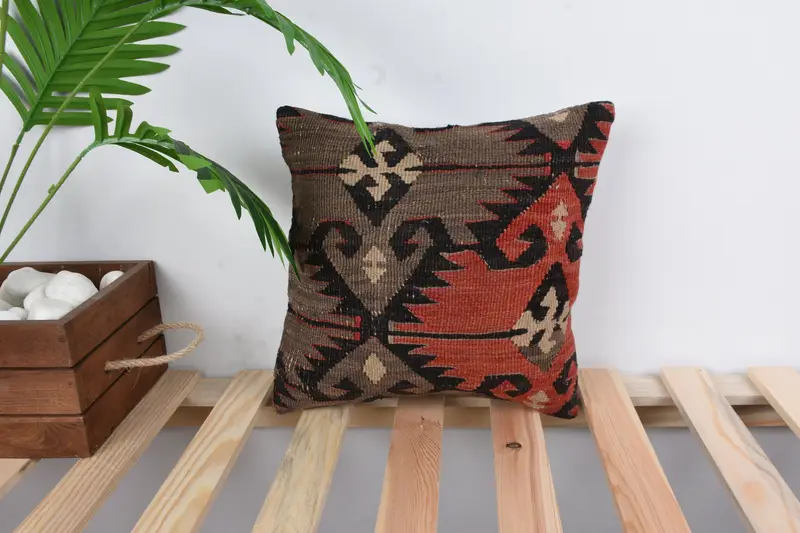 12x12 Red Pillow Sham, Boho Pillow Sham Cover, Personalized Gift Pillow Pillow, Pillow, Antique Pillows, Bohemian Cushion Cushion Cover, Gift Pillow - 1