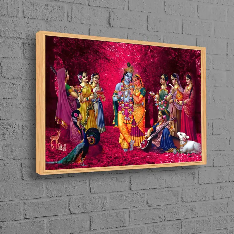 Sacred Radha Krishna Canvas: Hindu Art, Indian Gift, Divine Decor