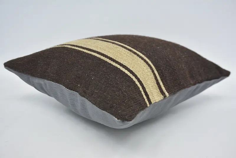 Decorative Cushion, Turkish Kilim Pillow, Turkish Pillow, Throw Kilim Pillow, Pillow Cover, Retro Pillow Cover, 14x14 Brown Cushion Cover - 6