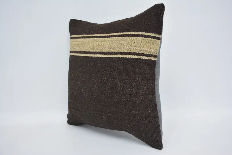 Decorative Cushion, Turkish Kilim Pillow, Turkish Pillow, Throw Kilim Pillow, Pillow Cover, Retro Pillow Cover, 14x14 Brown Cushion Cover - 4