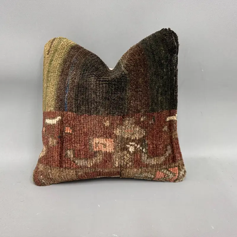 Rotes Blumen Kelim Kissen, Vintage besticktes Kissen