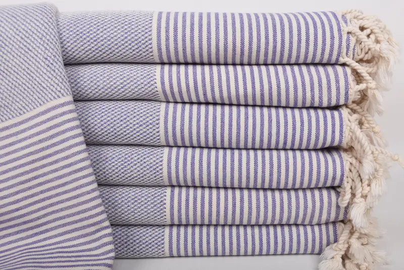 70x36 Purple Striped Organic Cotton Towel, Personalized Beach Towel