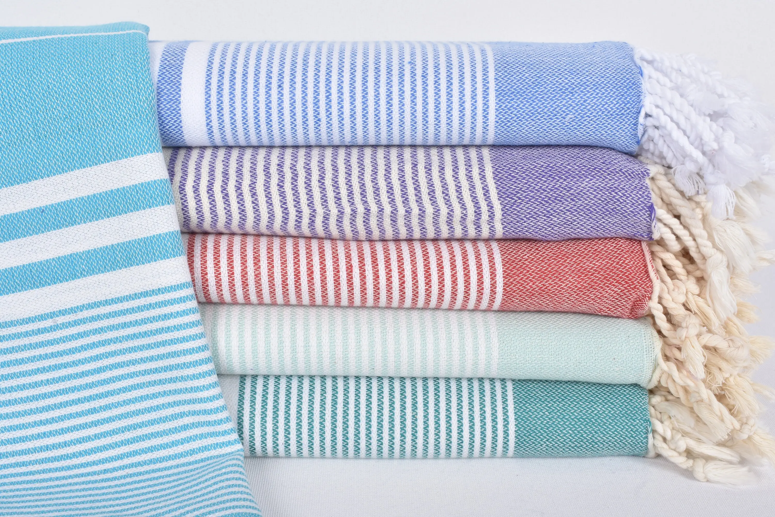 Personalized Hand Towel Organic Cotton Purple Stripes, 40x24 Inches - 1