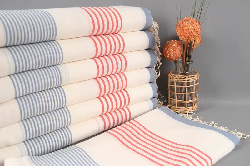 Personalized Gift Box Towel Vermilion-Dark Gray Striped, 40x71 Inches