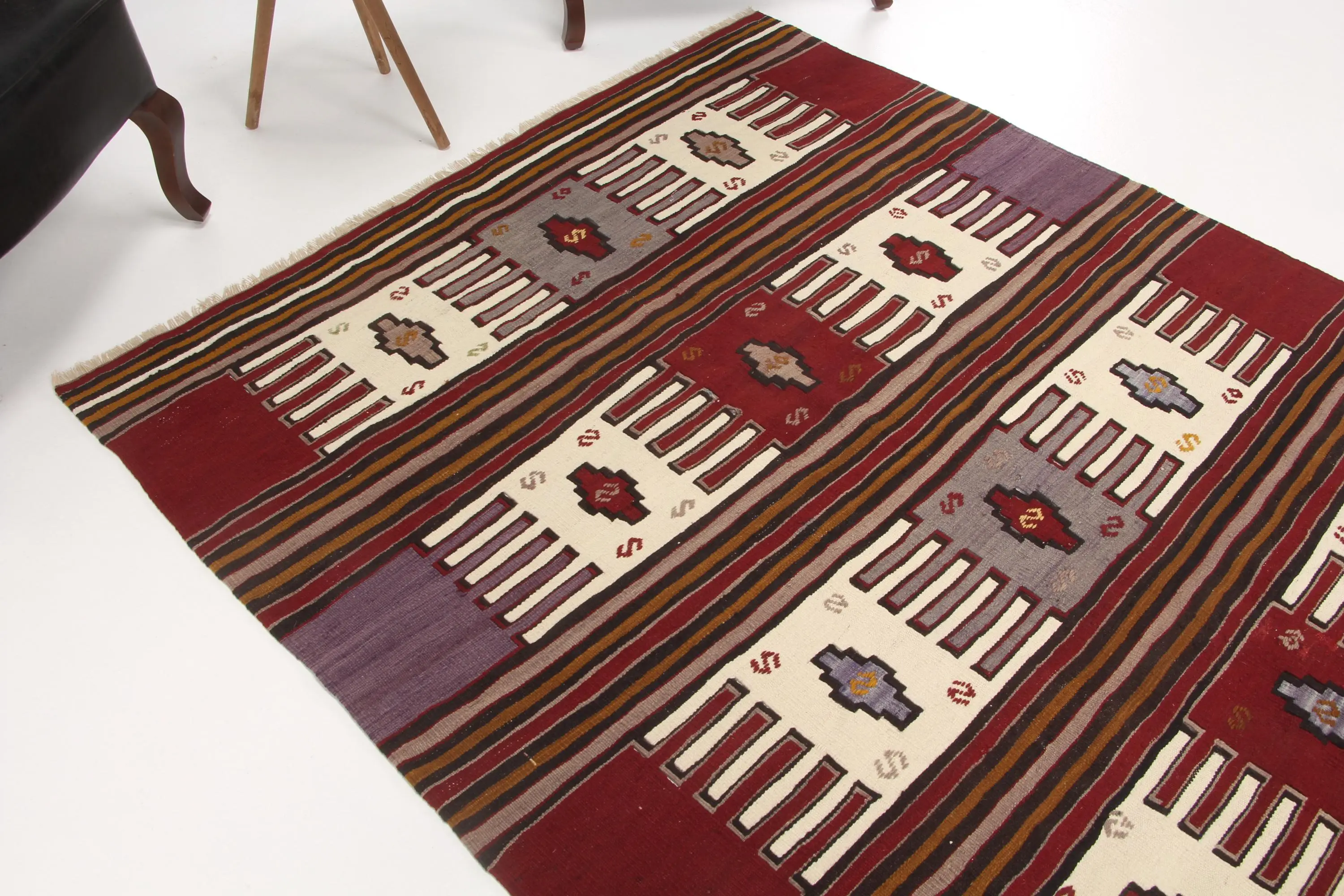 5.2x9 ft Rug, Turkish Vintage Rug, Red Purple Rug - 1