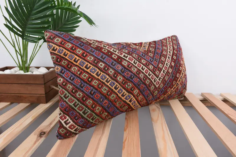 12x24 Red Pillow, Designer Throw Cushion Case, Cushion, Kilim Cushion Sham, Pillow for Couch, Bohemian Cushion Cushion Case, Kilim Pillow Cover - 4