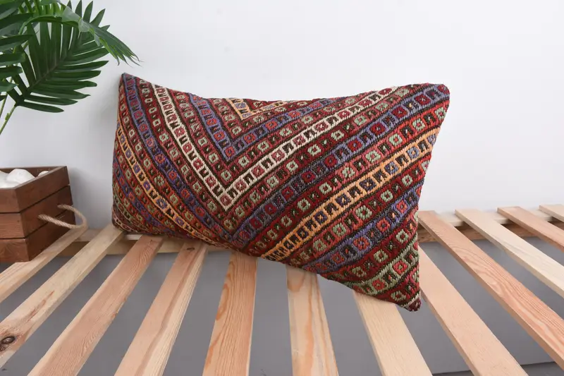 12x24 Red Pillow, Designer Throw Cushion Case, Cushion, Kilim Cushion Sham, Pillow for Couch, Bohemian Cushion Cushion Case, Kilim Pillow Cover - 5