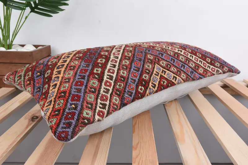 12x24 Red Pillow, Designer Throw Cushion Case, Cushion, Kilim Cushion Sham, Pillow for Couch, Bohemian Cushion Cushion Case, Kilim Pillow Cover - 6