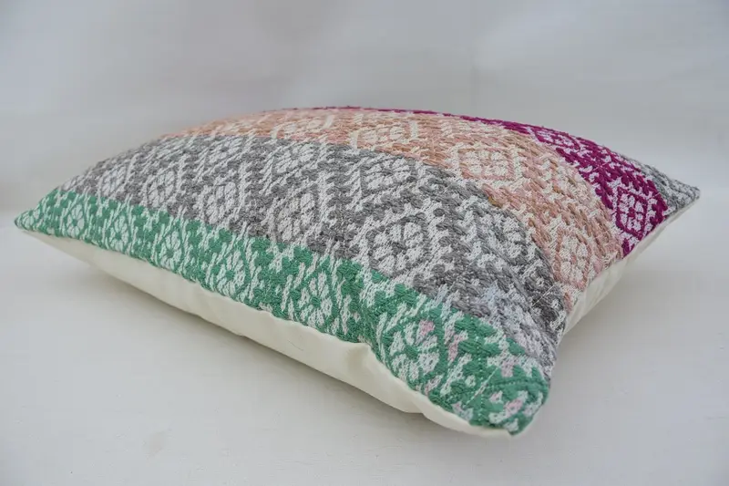 Yastık örtüsü, Kilim yastık kapağı, 16x24 gri yastık, Kilim Yastığı Sham, Boho Yastığı, Destek Atma Yastığı, Dekoratif Destek Yastığı Kılıfı - 6