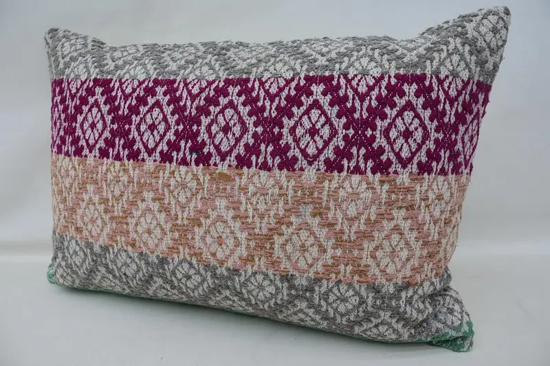 Yastık örtüsü, Kilim yastık kapağı, 16x24 gri yastık, Kilim Yastığı Sham, Boho Yastığı, Destek Atma Yastığı, Dekoratif Destek Yastığı Kılıfı - 3