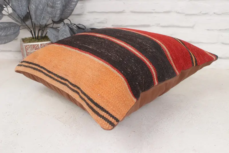 Neutral Pillow, Ikat Cushion Case, Gift Pillow, Turkish Pillow, Bohemian Cushion Pillow Sham, Cushion Cover, Antique Pillows, 16x16 Red Pillow Cover - 6