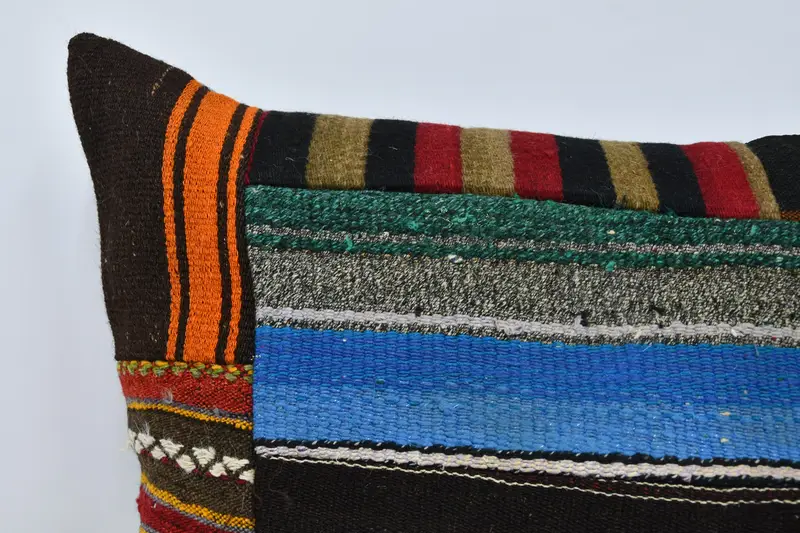 Handmade Rug Seat Pillow Cover, Cushion, 28x28 Brown Pillow, Turkish Pillow, Handwoven Pillow, Turkish Kilim Pillow, Throw Kilim Pillow - 2