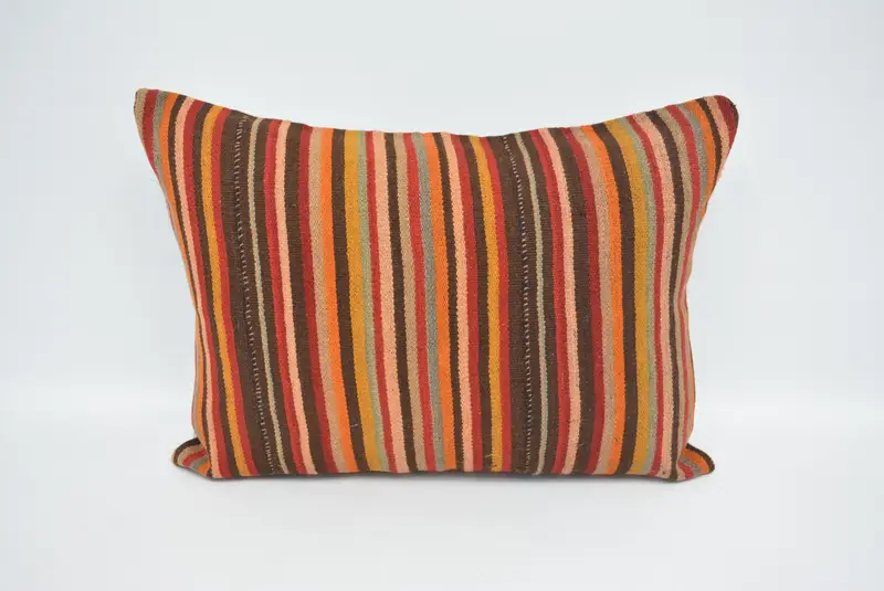 Kilim Cushion Sham, 20x28 Brown Pillow Case, Oriental Pillow, Cushion Cover, Gift Pillow, Ethnical Kilim Rug Pillow, Sofa Pillow - 1