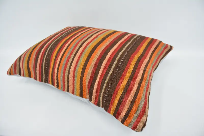 Kilim Cushion Sham, 20x28 Brown Pillow Case, Oriental Pillow, Cushion Cover, Gift Pillow, Ethnical Kilim Rug Pillow, Sofa Pillow - 6