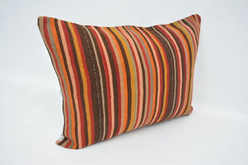Kilim Cushion Sham, 20x28 Brown Pillow Case, Oriental Pillow, Cushion Cover, Gift Pillow, Ethnical Kilim Rug Pillow, Sofa Pillow - 3