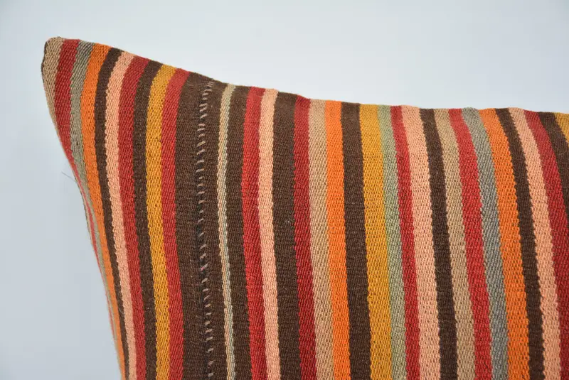 Kilim Cushion Sham, 20x28 Brown Pillow Case, Oriental Pillow, Cushion Cover, Gift Pillow, Ethnical Kilim Rug Pillow, Sofa Pillow - 2