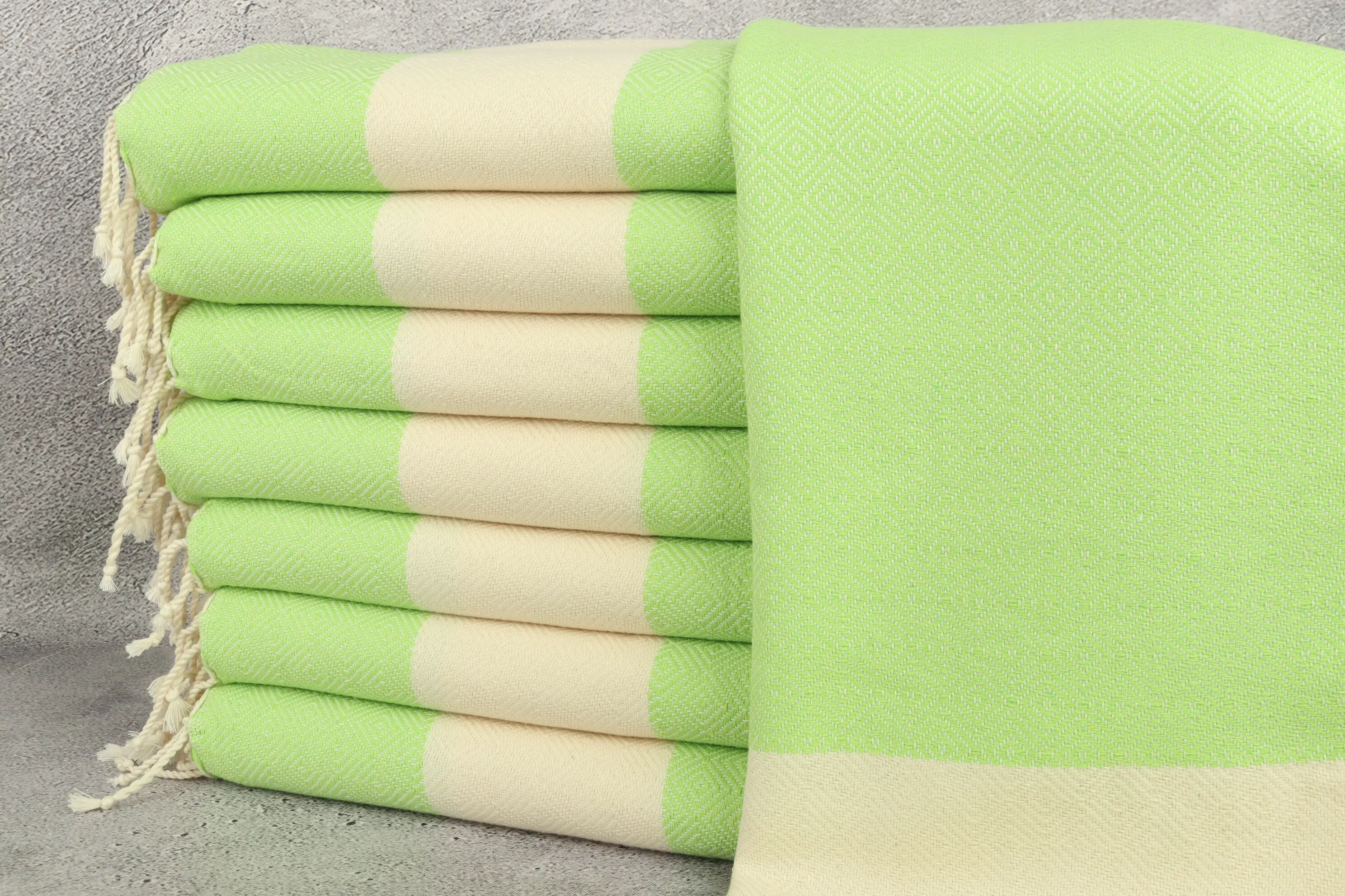 Custom Green Diamond Hand Towel, Organic Cotton, 20x40 Inches - 1