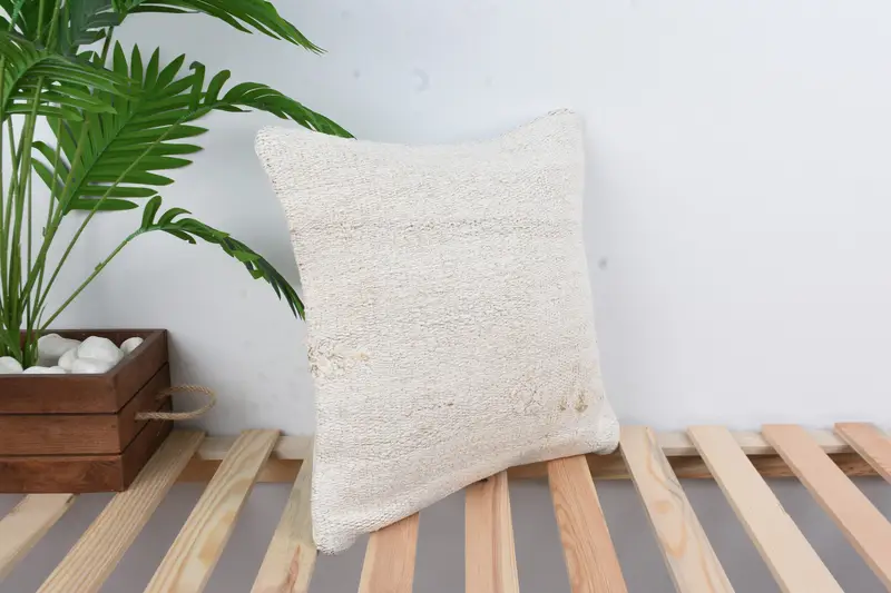 Turkish Pillow, Kilim Pillow Cover, Pastel Cushion Case, Nautical Throw Cushion, 16x16 White Cushion Case, Cushion Case, Kilim Pillow - 4