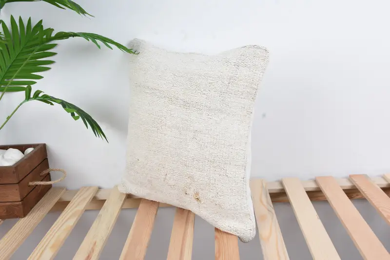 Turkish Pillow, Kilim Pillow Cover, Pastel Cushion Case, Nautical Throw Cushion, 16x16 White Cushion Case, Cushion Case, Kilim Pillow - 5