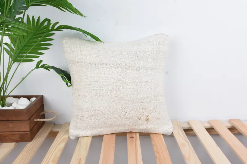 Turkish Pillow, Kilim Pillow Cover, Pastel Cushion Case, Nautical Throw Cushion, 16x16 White Cushion Case, Cushion Case, Kilim Pillow - 1