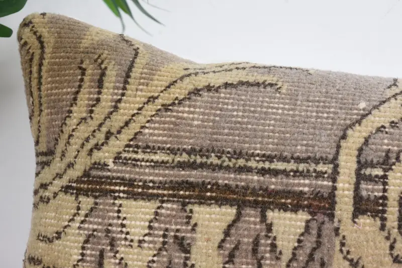 Shabby Chic Cushion Cover, Pillow for Couch, Turkish Pillow, Vintage Kilim Throw Pillow, Cushion, 12x24 Beige Cushion Cover - 2