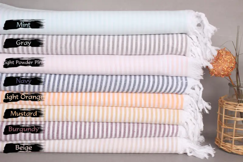 Yoga Towel, 68x36 Cotton Striped Towel, Personalized Beach Towel, Bulk Order Towel, Summer Gift, Lightweight Turkish towel, Halloween Gifts - 4
