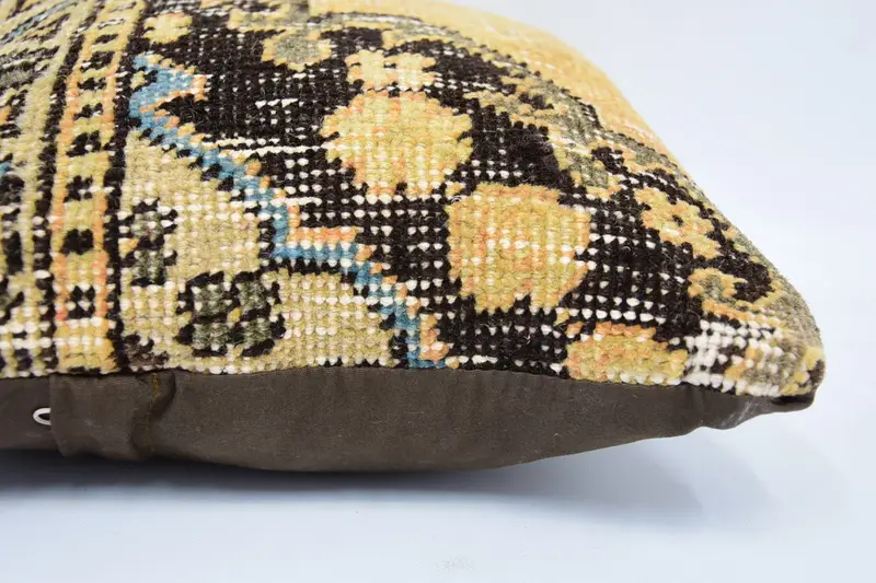 Kilim Pillow, Antique Pillows, Kilim Cushion Sham, Pillow Cover, 12x12 Yellow Cushion Case, Ethnic Pillow - 5