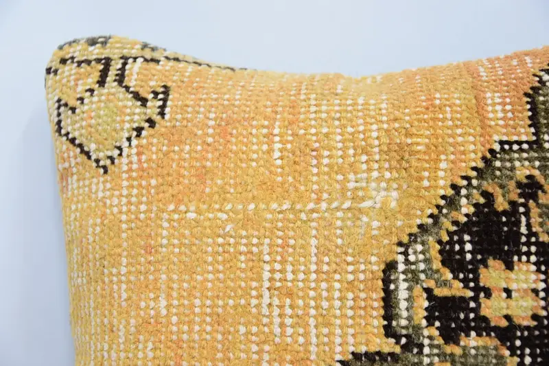 Kilim Pillow, Antique Pillows, Kilim Cushion Sham, Pillow Cover, 12x12 Yellow Cushion Case, Ethnic Pillow - 2