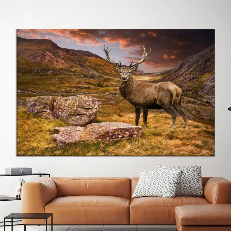 Elegante Deer Mountain-Leinwand: Die Gelassenheit der Natur im Druck