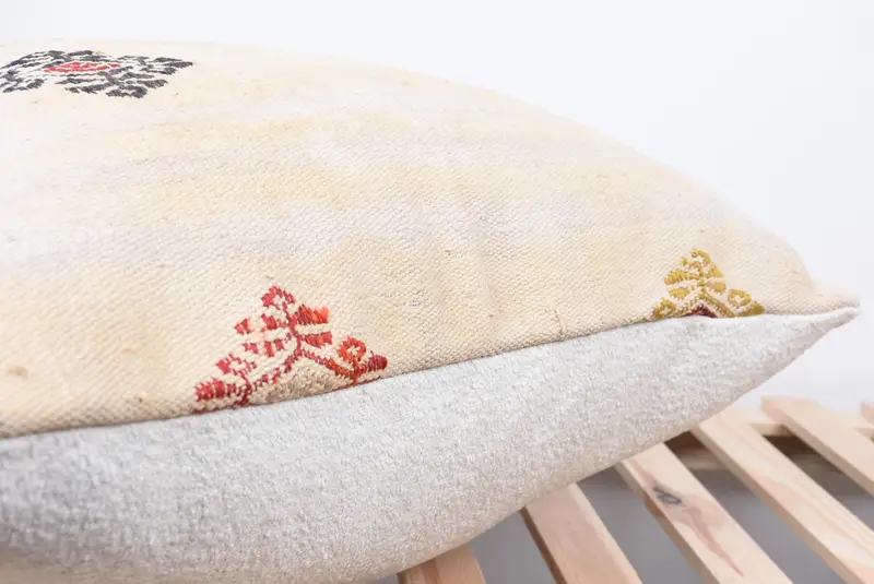 Ethnic Pillow, Pillow Cover, Kilim Pillow Cover, Ethnical Kilim Rug Pillow, Authentic Pillow Case, 24x24 White Pillow Sham, Gift Pillow - 7