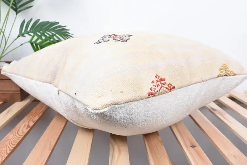 Ethnic Pillow, Pillow Cover, Kilim Pillow Cover, Ethnical Kilim Rug Pillow, Authentic Pillow Case, 24x24 White Pillow Sham, Gift Pillow - 6