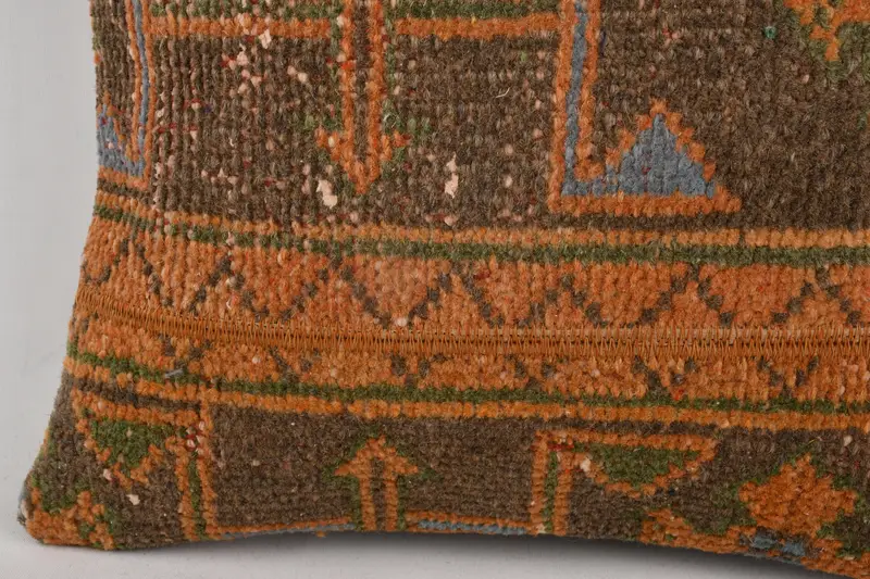 Cushion, Boho Pillow Sham Cover, Pillow for Sofa, Comfy Throw Pillow Cover, Retro Pillow Case, Kilim Cushion Sham, 16x16 Orange Pillow Sham - 4