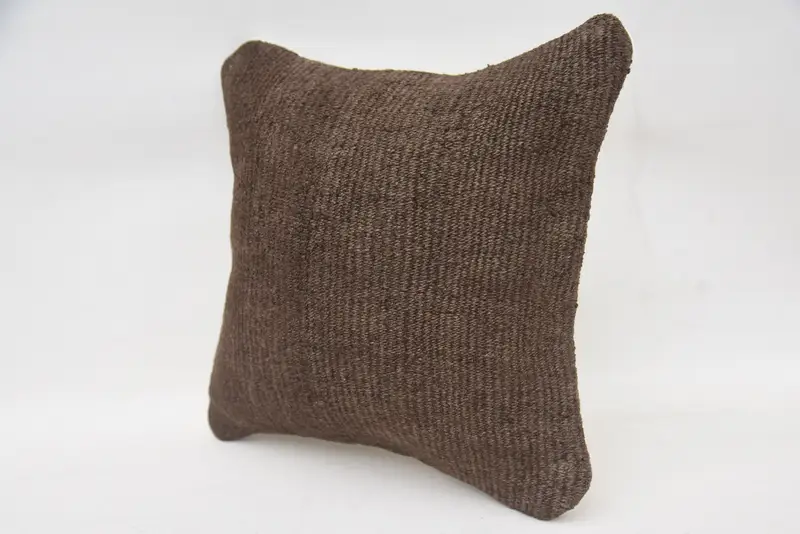 Pillow Sham, 12x12 Brown Pillow Sham, Interior Designer Pillow, Ottoman Cushion Cover, Home Decor Pillow, Kilim Pillow - 3