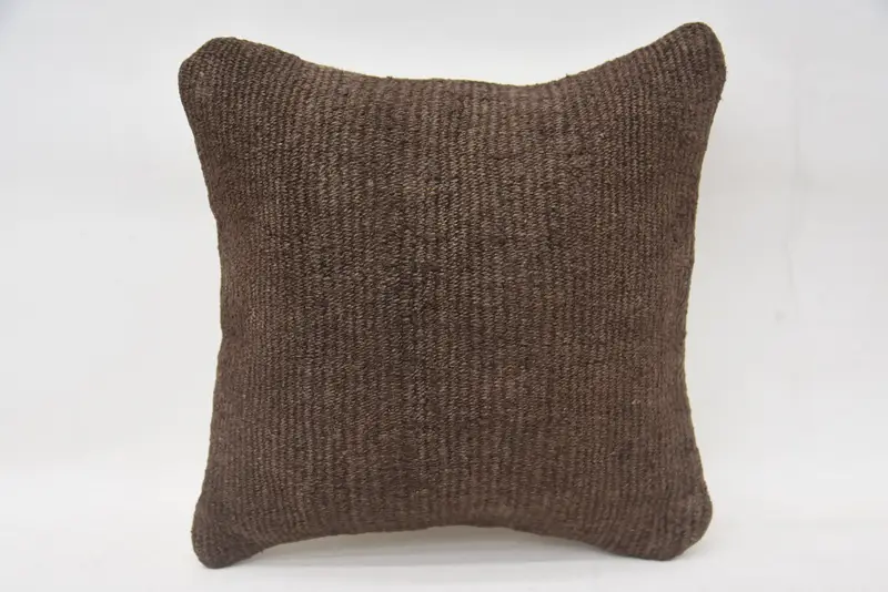 Pillow Sham, 12x12 Brown Pillow Sham, Interior Designer Pillow, Ottoman Cushion Cover, Home Decor Pillow, Kilim Pillow - 4