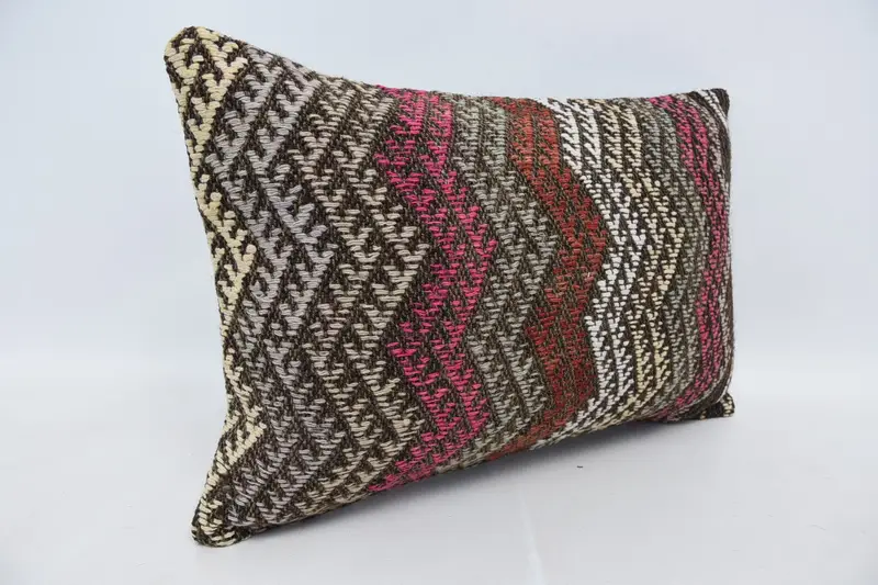 Antique Pillows, Decorative Cushion Cover, Kilim Cushion Sham, 16x24 Red Cushion, Kilim Pillow, Ethnic Throw Pillow Case, Cushion Cover - 3