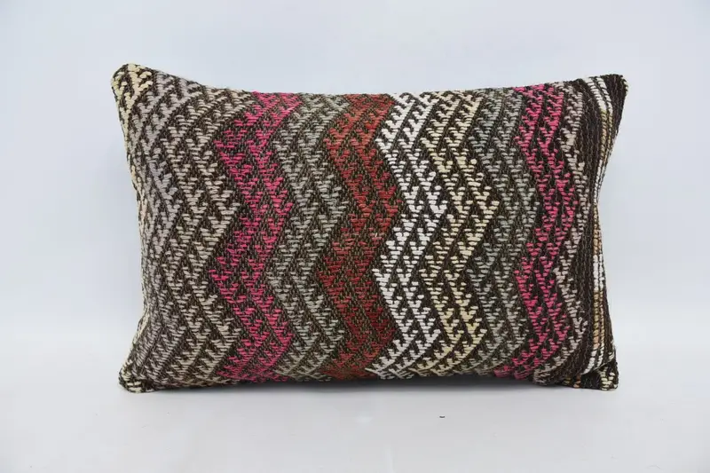 Antique Pillows, Decorative Cushion Cover, Kilim Cushion Sham, 16x24 Red Cushion, Kilim Pillow, Ethnic Throw Pillow Case, Cushion Cover - 1