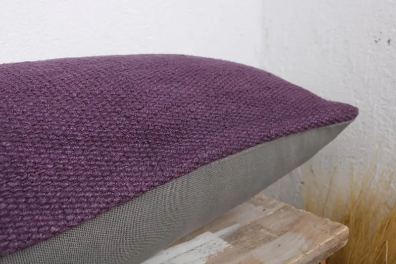 Natural Pillow, 12x43 Purple Cushion Cover, Boho Pillow, Vintage Pillow, Throw Kilim Pillow, Cushion Case, Accent Cushion Cover - 6