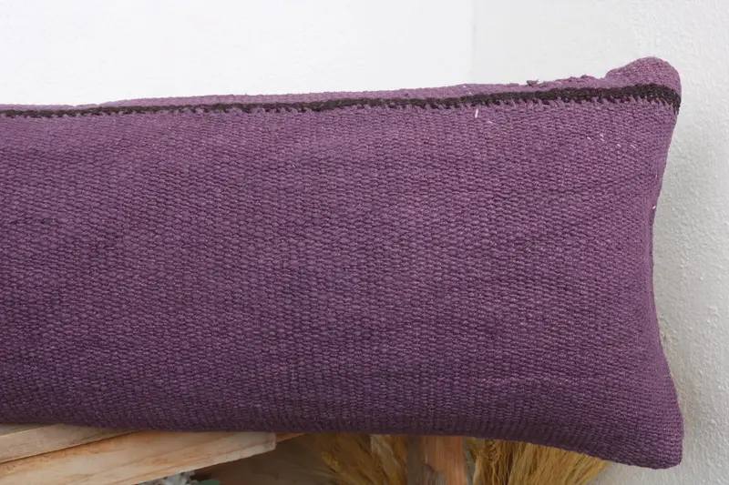 Natural Pillow, 12x43 Purple Cushion Cover, Boho Pillow, Vintage Pillow, Throw Kilim Pillow, Cushion Case, Accent Cushion Cover - 5