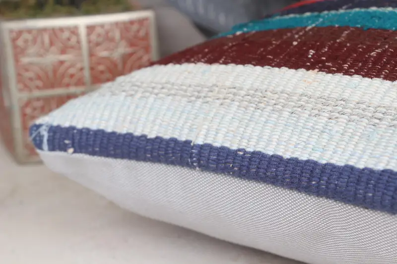 Home Decor Pillow, Neutral Throw Cushion Cover, Turkish Kilim Pillow, Boho Throw Pillow Cover, Cushion Cover, 12x12 Blue Pillow Sham, Kilim Pillow - 5