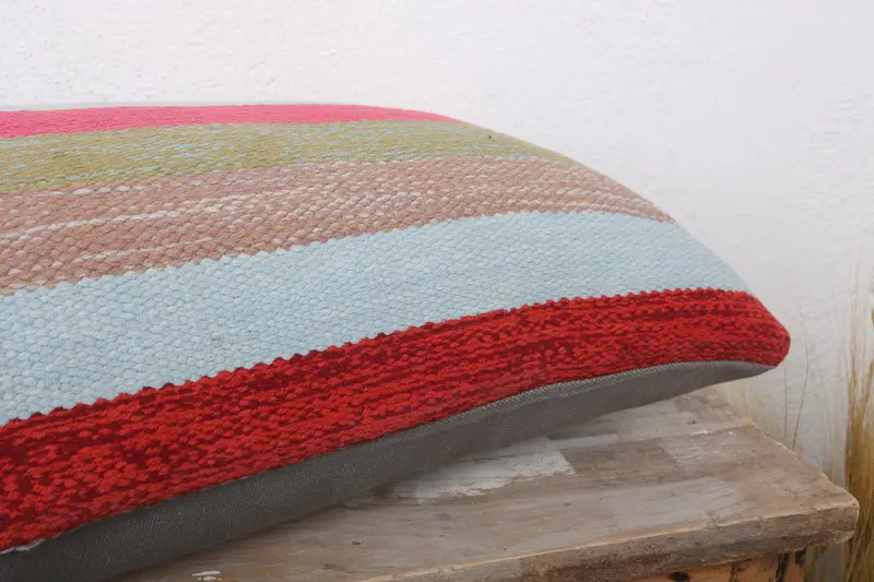 Pillow for Couch, Kilim Cushion Sham, 12x24 Pink Pillow, Cushion Cover, Pillow for Sofa, Boho Throw Pillow Cover, Hippie Throw Pillow Cover - 6