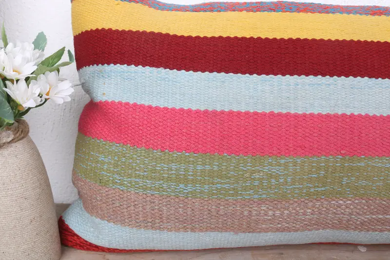 Pillow for Couch, Kilim Cushion Sham, 12x24 Pink Pillow, Cushion Cover, Pillow for Sofa, Boho Throw Pillow Cover, Hippie Throw Pillow Cover - 3