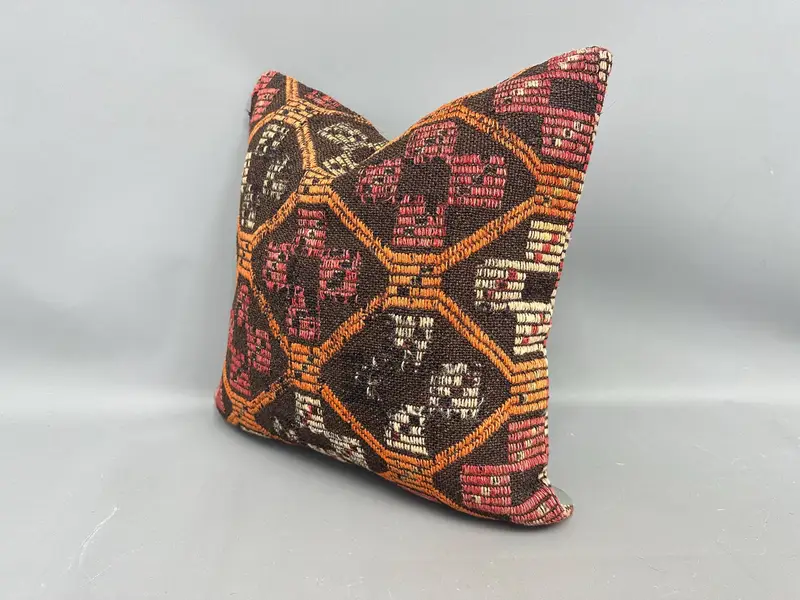 Pillow Cover, Cotton Pillow, Antique Pillows, Pillow for Couch, Crochet Pattern Cushion Cover, Gift Pillow, 20x20 Brown Pillow Case - 3