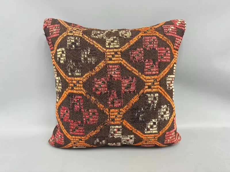 Pillow Cover, Cotton Pillow, Antique Pillows, Pillow for Couch, Crochet Pattern Cushion Cover, Gift Pillow, 20x20 Brown Pillow Case - 4